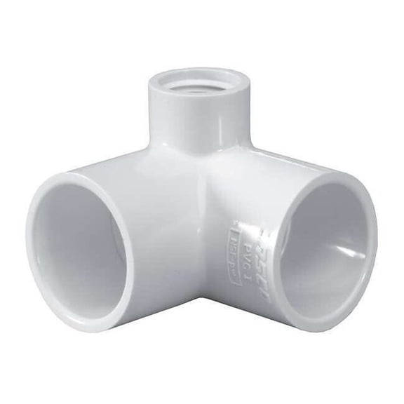 PVC Elbow, 90 Degrees, Side Outlet, Socket x Socket x FNPT, 1/2 in Pipe Size