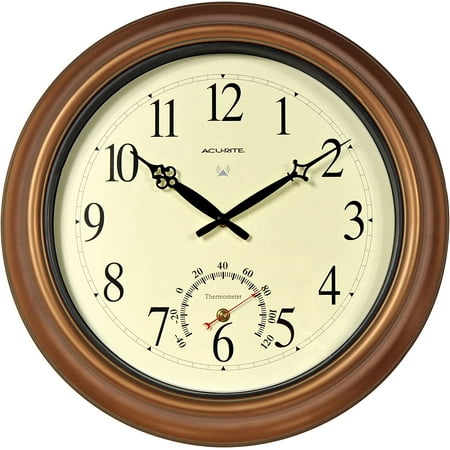 Manufacturer Varies 18" Analog Thermometer Wall Clock, Brown 50314A2