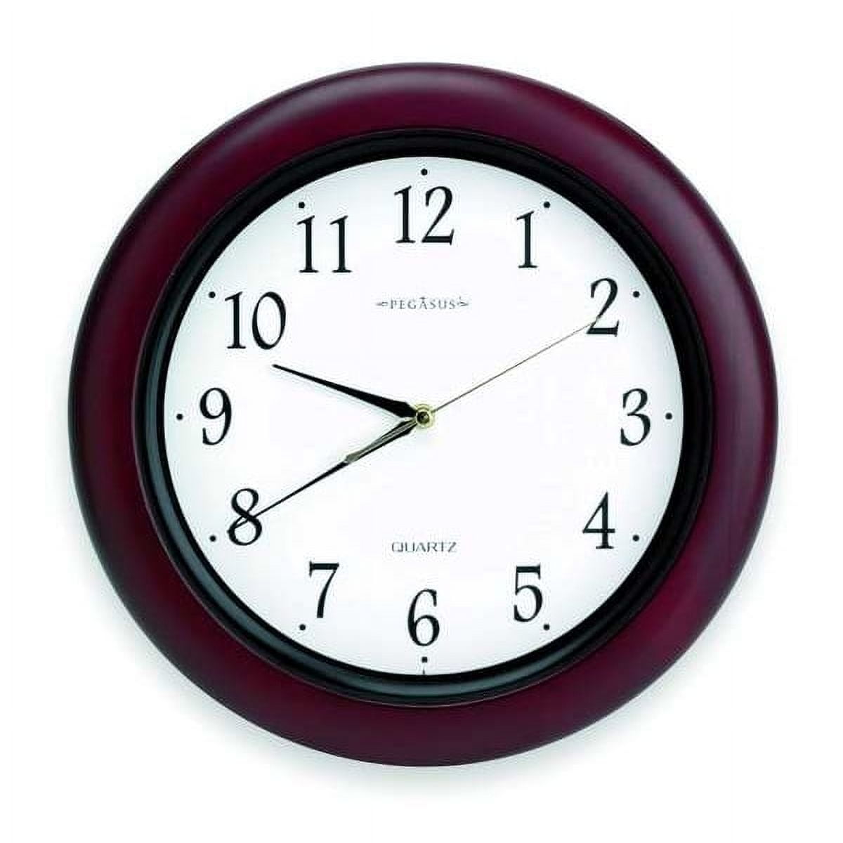 Burgundy Wood 14" Round Analog Wall Clock