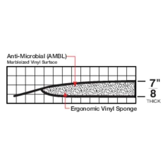 Antifatigue Mat, 3 ft. L x 2 ft. W, 1" Thickness, Vinyl, Marble, Black/White