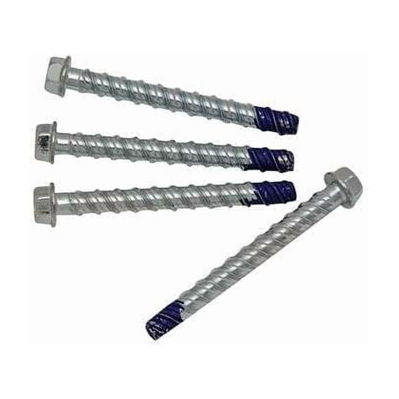 Concrete Screw, Flat, 4 in L, Steel Silver Ruspert, 4 PK 8FGANCHBLT2