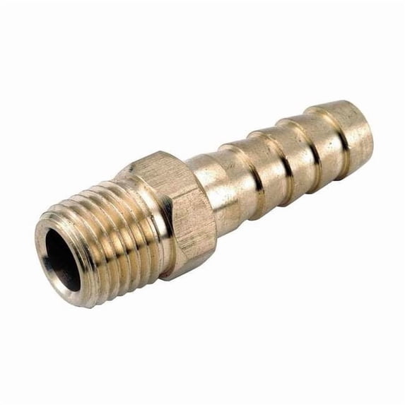 Barbed Hose Fitting, 1/2" Tube OD, 1/4 in Pipe Size, Brass 707001-0804
