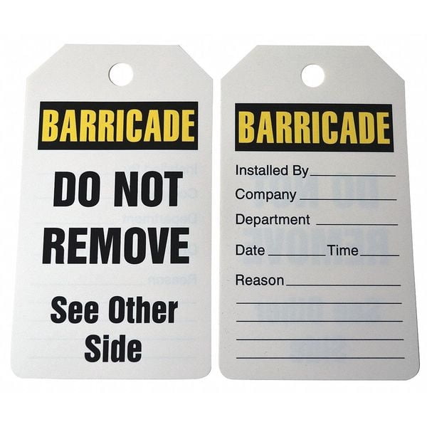 Manufacturer Varies Barricade Tag,5 3/4in H,3 1/4in W,PK25 43Z353 ...