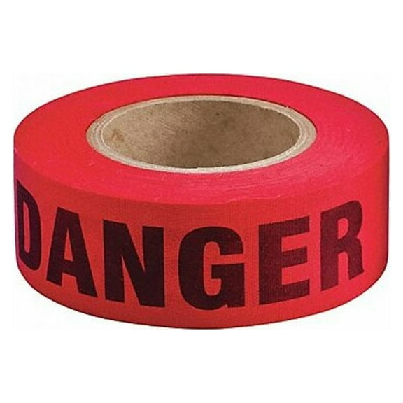 Barricade Tape, Danger, Red, 2 in Wide x 135 ft Length, Cotton, 10 mil