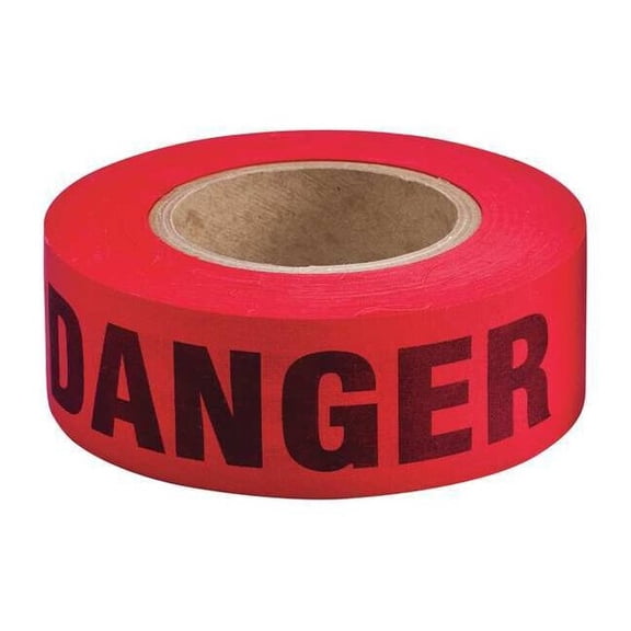 Barricade Tape, Danger, Red, 2 in Wide x 135 ft Length, Cotton, 10 mil