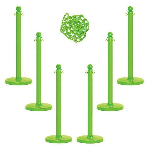 Barrier Post Kit, Safety Green, 40 in Post Height, Gloss