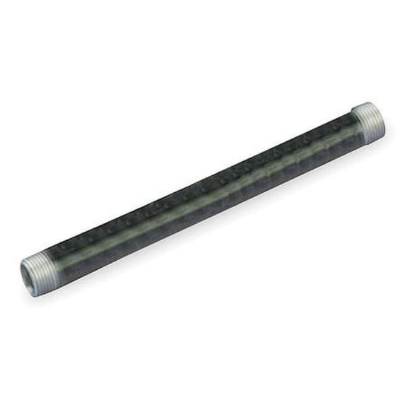 ZORO SELECT 583-180GR 1/2" MNPT x 18" TBE Black Pipe Sch 40