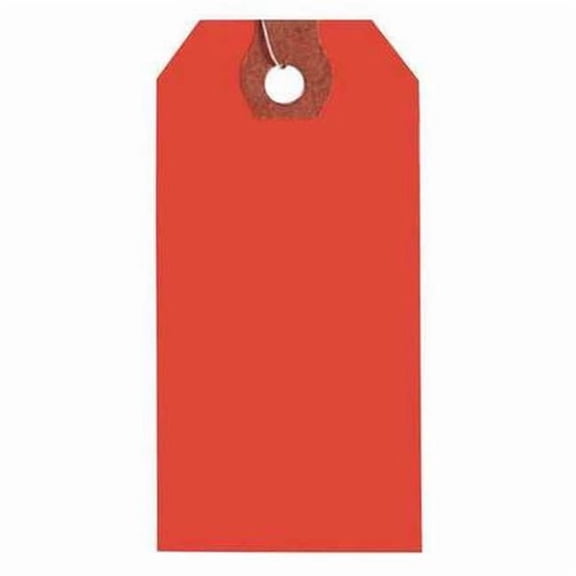 2-3/8" x 4-3/4" Fluorescent Red Paper Wire Tag, Includes 12" Wire, Pk1000 4WKZ7