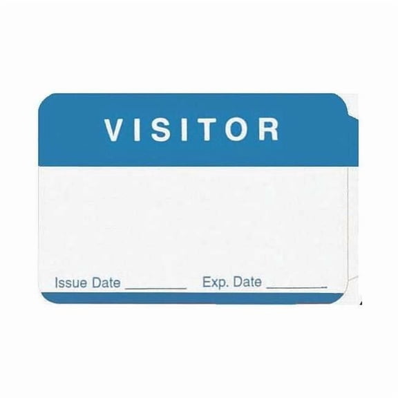 Blue Visitor Badge,2-3/8 in. L,PK100 45TU77