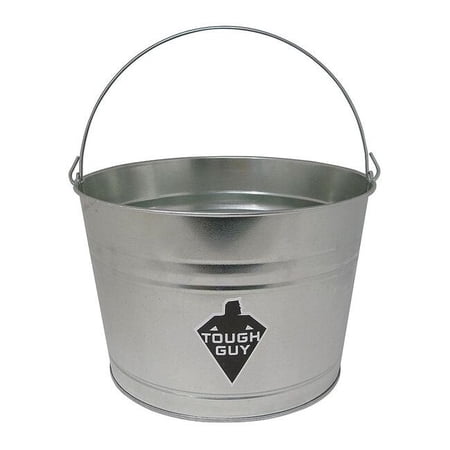4 1/4 gal Round Bucket, 13 in Dia, Silver, Galvanized Steel 32XE83