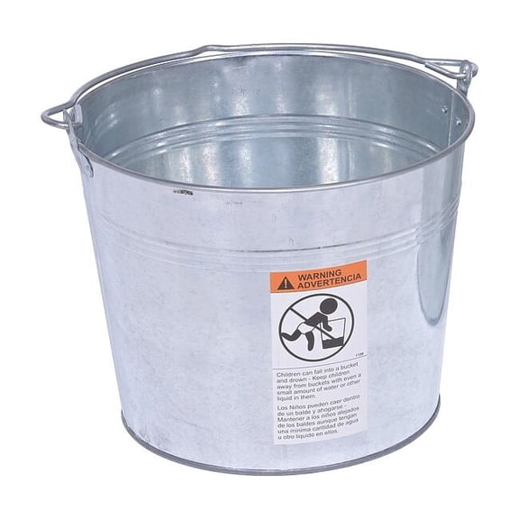 Manufacturer Varies 3.3 gal Round Tapered Bucket, Silver, Steel BKT-GAL-325