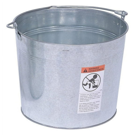 Manufacturer Varies 5 gal Round Tapered Bucket, Silver, Steel BKT-GAL-500