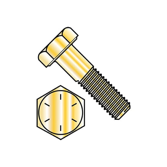 Grade 8, 3/8"-16 Hex Head Cap Screw, Zinc Yellow Steel, 7/8 in L, 1000 PK