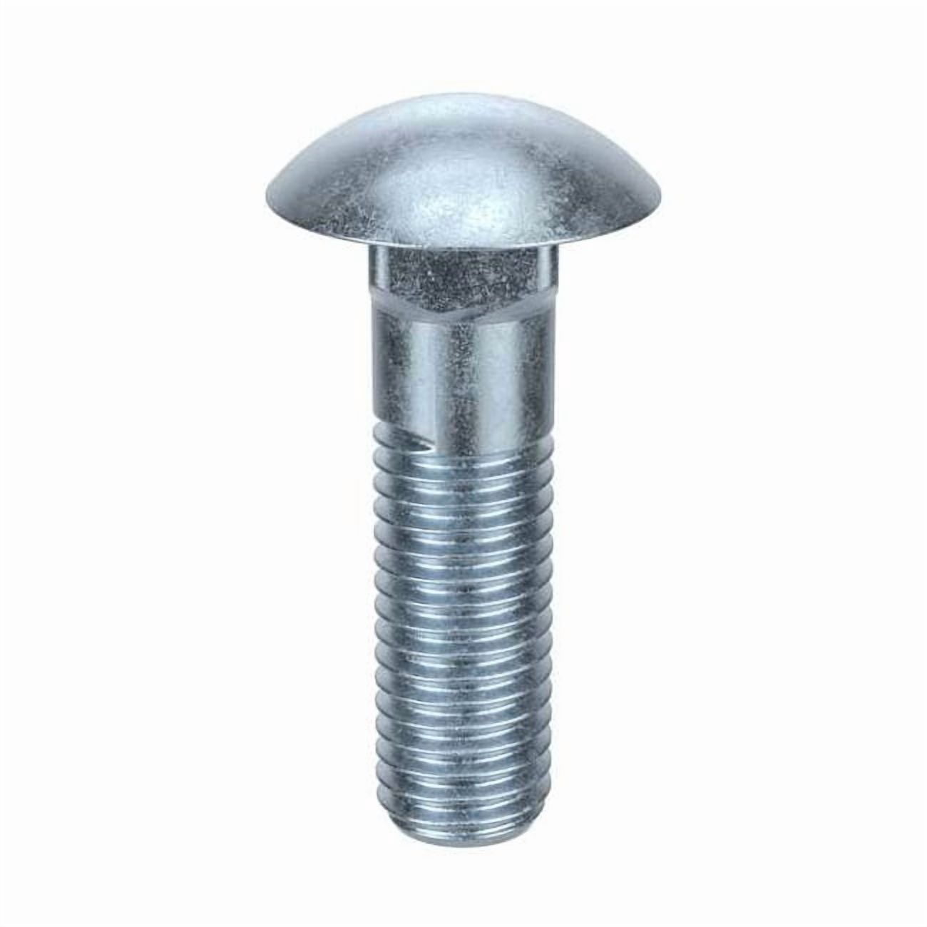 Carriage Bolt, Square Neck, 3/8"-16, 1 in L, Steel, Grade 5, Zinc Plated, 100 PK