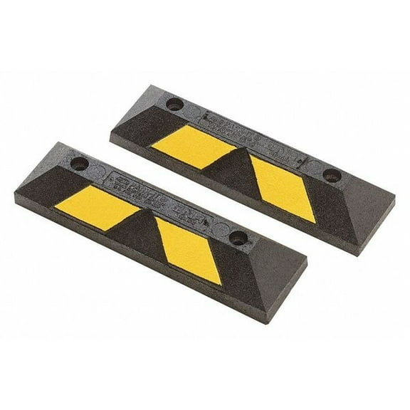 Car Stop, Rubber, 4 in Height, 22 in Length, Black/Yellow