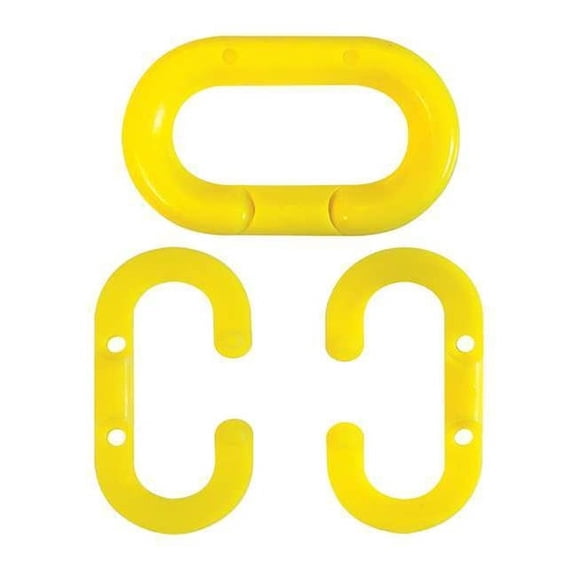 Chain Link for Plastic Chain Barrier, Yellow, 2 9/10 in Length, Gloss