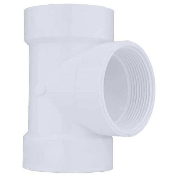 PVC Flush Clean Out Tee, FNPT x Hub x Hub, 2 in Pipe Size
