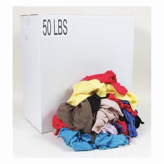 Recycled Cotton T-shirt Cloth Rag 50 lb. Varies Sizes, Assorted Colors