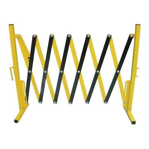 Collapsible Barricade, Black/Yellow, No Legend, Powder Coated