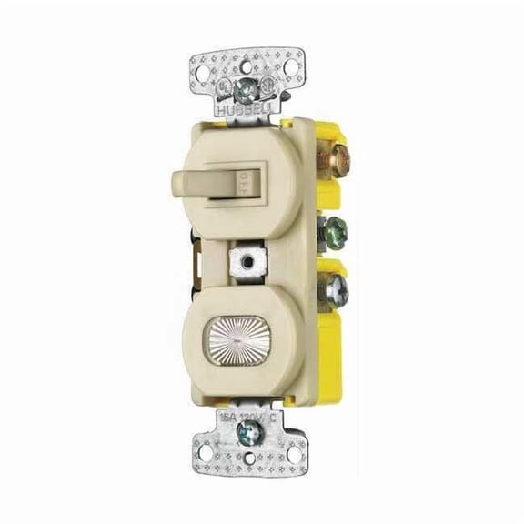 Hubbell tradeSELECT RC109I Ivory Combination Single Pole Light Switch with Pilot Light 15A 120V