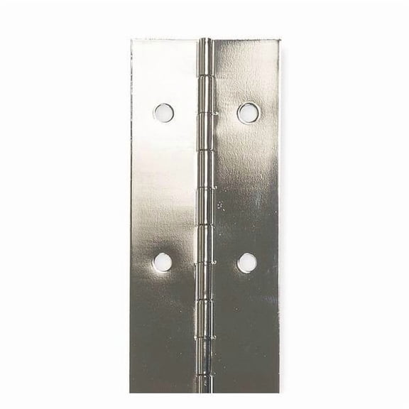 Piano Hinge, Steel, Full Surface Mounting, 1 in Leaf W x 30 in Leaf H, Nickel