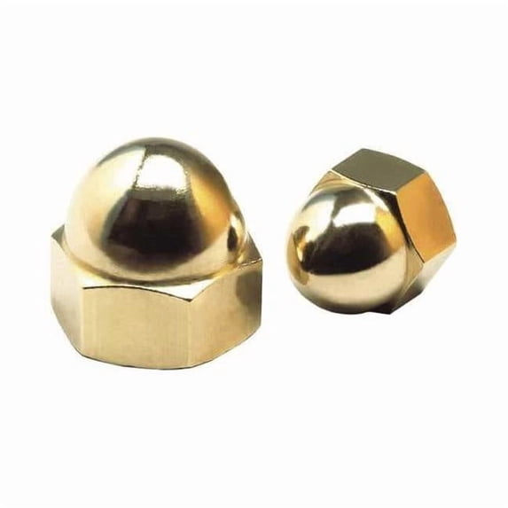 Extra Low Crown Cap Nut, 5/16"-18, Brass, Plain, 7/16 in H, 10 PK