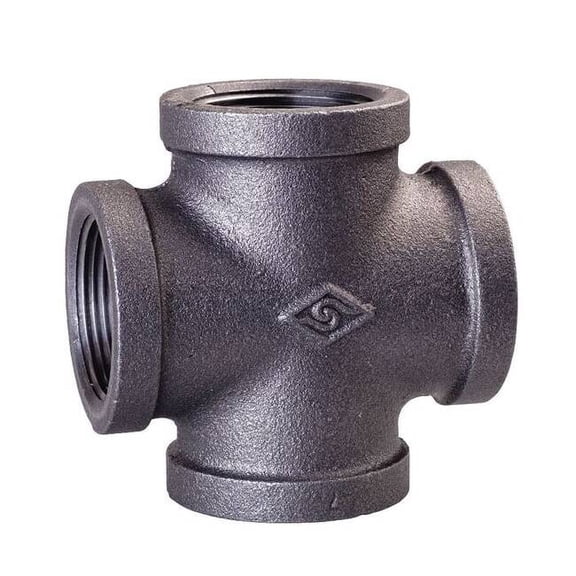 Cross Cross, 1-1/4" Pipe, FNPT, Malleable Iron, Class 300