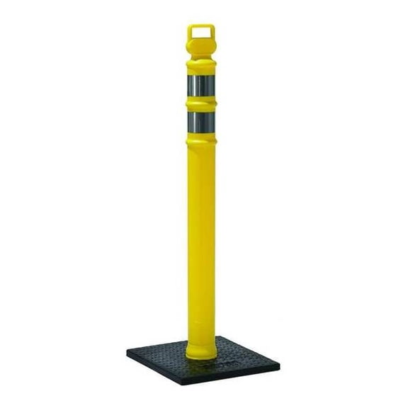 Delineator Post with Base, Polyethylene, 45 in H, Yellow, High-Intensity Prismatic, Grabber Top