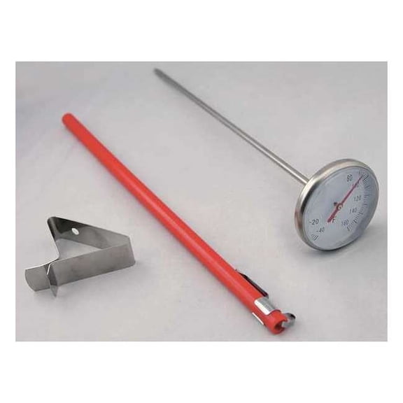 8" Stem Analog Dial Pocket Thermometer, -40 Degrees to 160 Degrees F