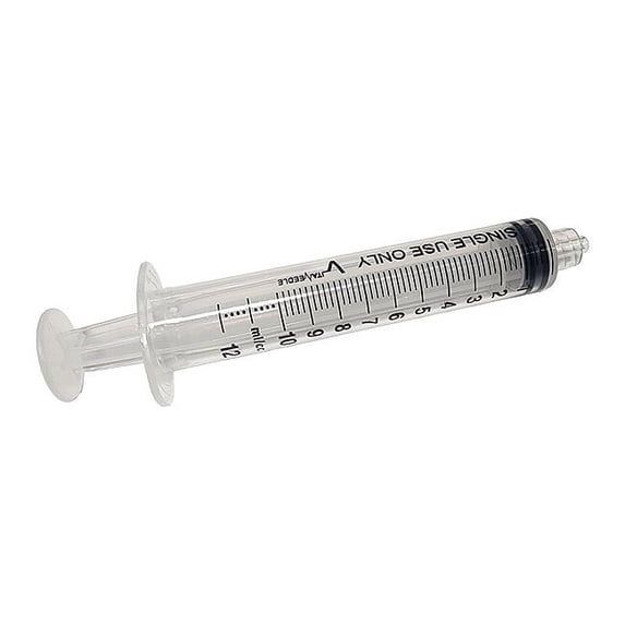 Dispensing Syringe, 10 mL, Manual, Luer-Lock Connection, Translucent, PK10 5FVE0