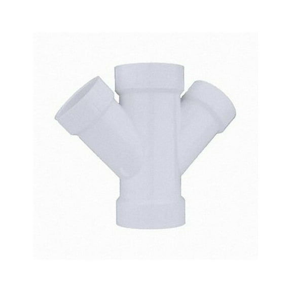 PVC Double Reducing Wye, Hub, 4 in x 4 in x 2 in x 2 in Pipe Size