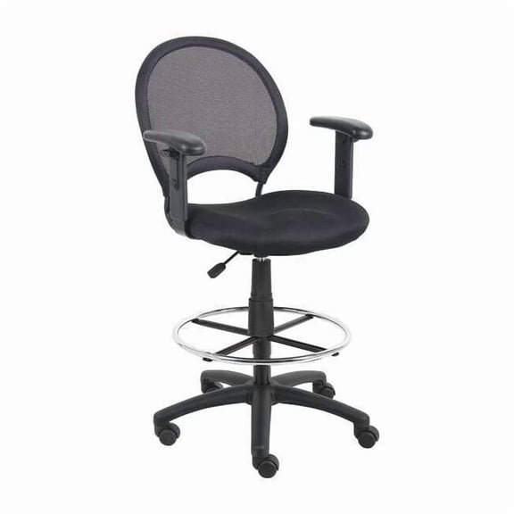 Mesh Drafting Chair, 25-1/2" to 29", Adjustable Arms, Black 36FJ98