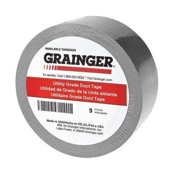 Duct Tape, Silver, 33 yd L, 1-7/8 in W, PK12 TC600-Silver