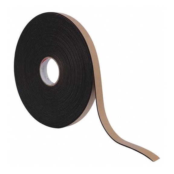 Foam Strip, Water-Resistant Closed Cell, 3/4 in W, 50 ft L, 1/8 in Thick, Black