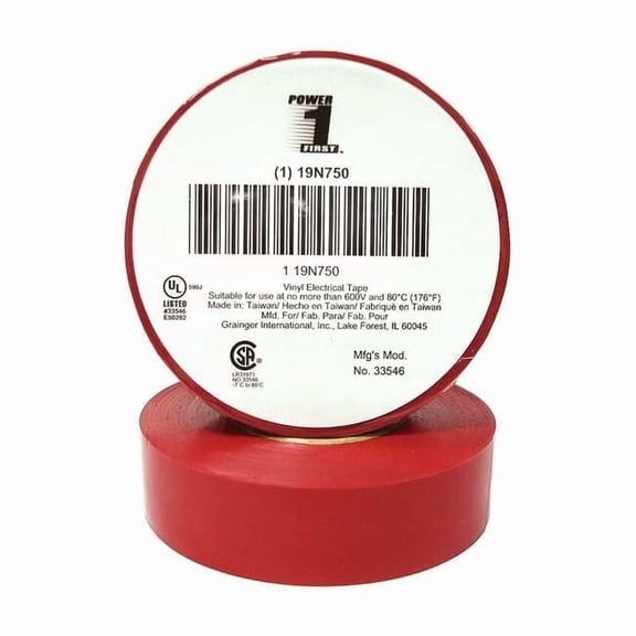 Manufacturer Varies Elec Tape,60 ft Lx3/4 in W,7 mil,Red 19N750