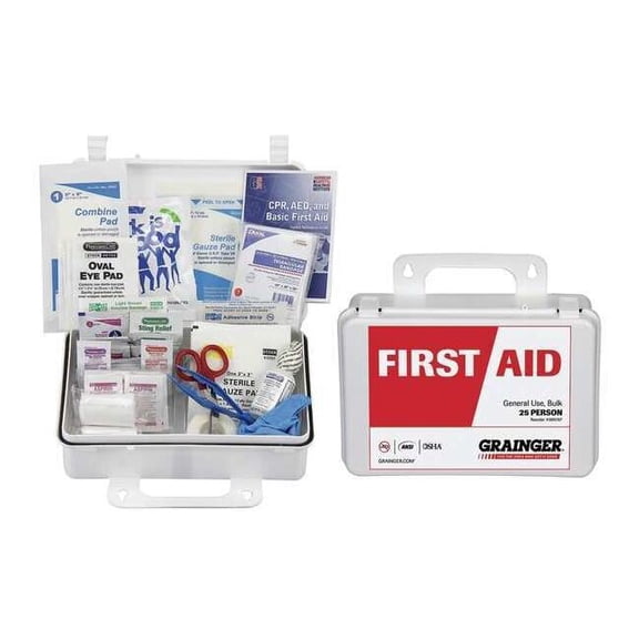 First Aid Kit and Housing, Plastic 139 Components, 25 People Served