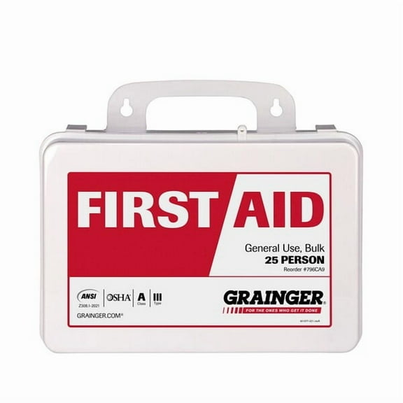 First Aid Kit and Housing, Plastic 94 Components, 25 People Served