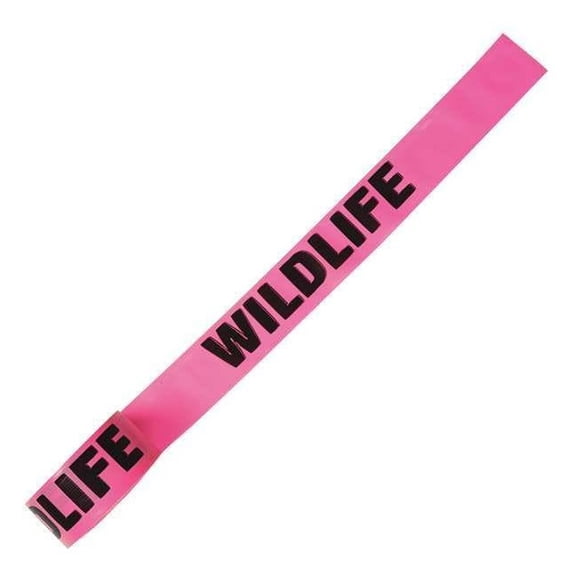 Flagging Tape, Wildlife, Fluorescent Pink, 1 1/2 in Wide x 150 ft Length, Vinyl, 2.5 mil