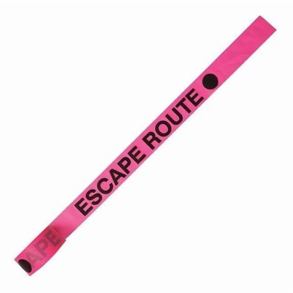 Flagging Tape, Escape Route, Fluorescent Pink, 1 1/2 in Wide x 150 ft Length, Vinyl, 2.5 mil