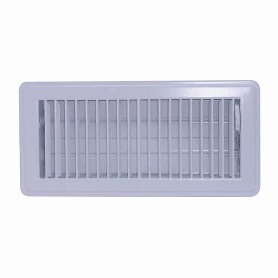 Lay-In Floor Register, 10 in W x 4 in H Opening, White, Steel, One-Way Airflow