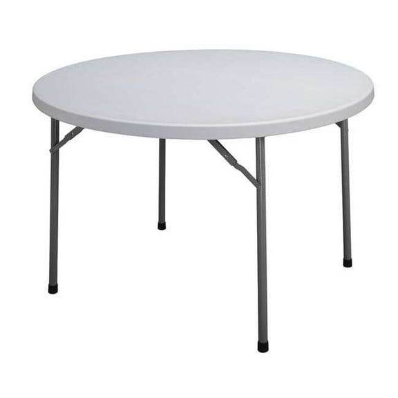 Round Folding Table, 60" dia. W, 29" H, Blow Molded Polyethylene Top, Gray