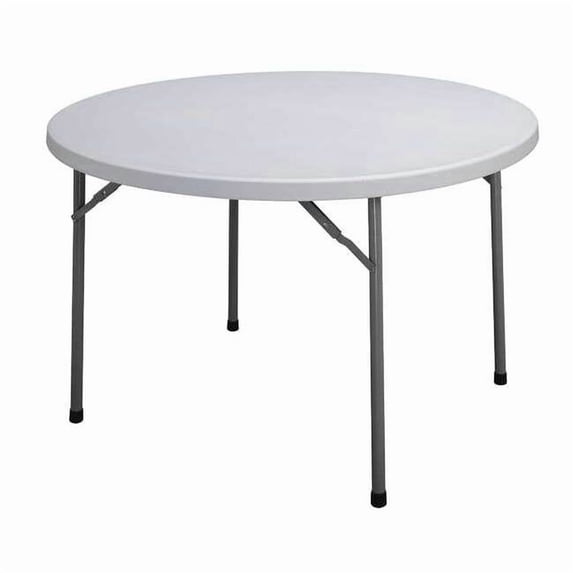 Round Folding Table, 60" dia. W, 29" H, Blow Molded Polyethylene Top, Gray