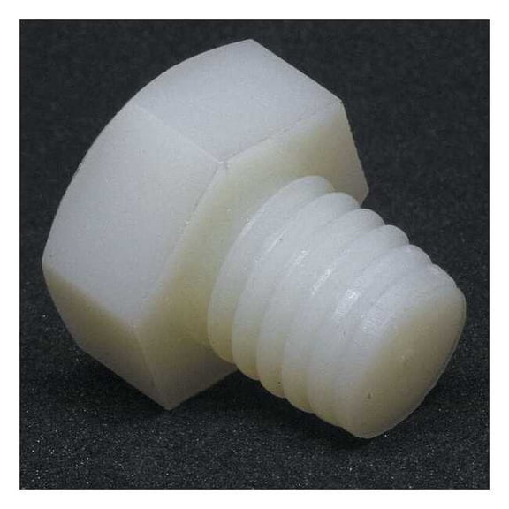 Not Graded, 1/4"-20 Hex Head Cap Screw, Plain Nylon, 1 in L, 10 PK