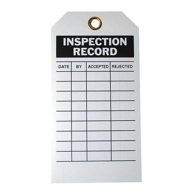 Tag, Inspection, Polyester, 3 in H x 5 3/4 in W, White, Rectangle, 10 PK 9E220