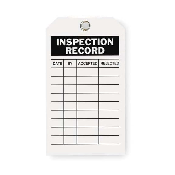 Manufacturer Varies Inspection Tag,7 x 4 In,Bk/Wht,Met,PK10 2RMU7