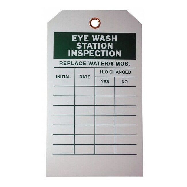 Tag, Eyewash, Polyester, 7 in H x 4 in W, White, Rectangle, 10 PK 20TH11