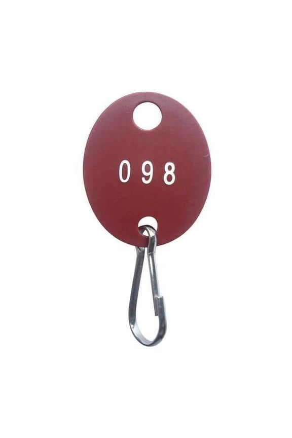 Manufacturer Varies Key Tag, Red, Plastic, Oval, Nickel Plated 100 PK 33J884