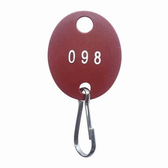 Manufacturer Varies Key Tag, Red, Plastic, Oval, Nickel Plated 100 PK 33J885
