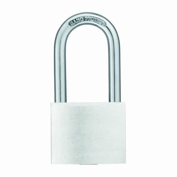 Padlock, Keyed Different, Long Shackle, Rectangular Aluminum Body, Hardened Steel Shackle