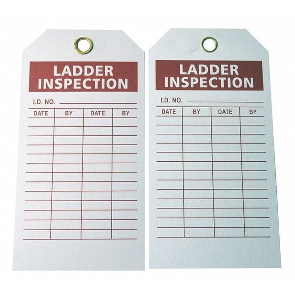 Tag, Ladder Inspection, Polyester, 3 in H x 5 3/4 in W, White ...